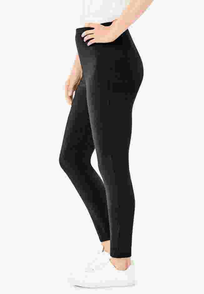Womens Plus-Size Stretch-Cotton Knit Pull-On Leggings image number 2