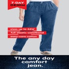 7-Day Elastic-Waist Pull-On Cotton Denim Capri Jeans image number null