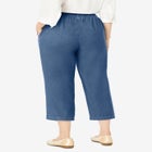 7-Day Elastic-Waist Pull-On Cotton Denim Capri Jeans image number null