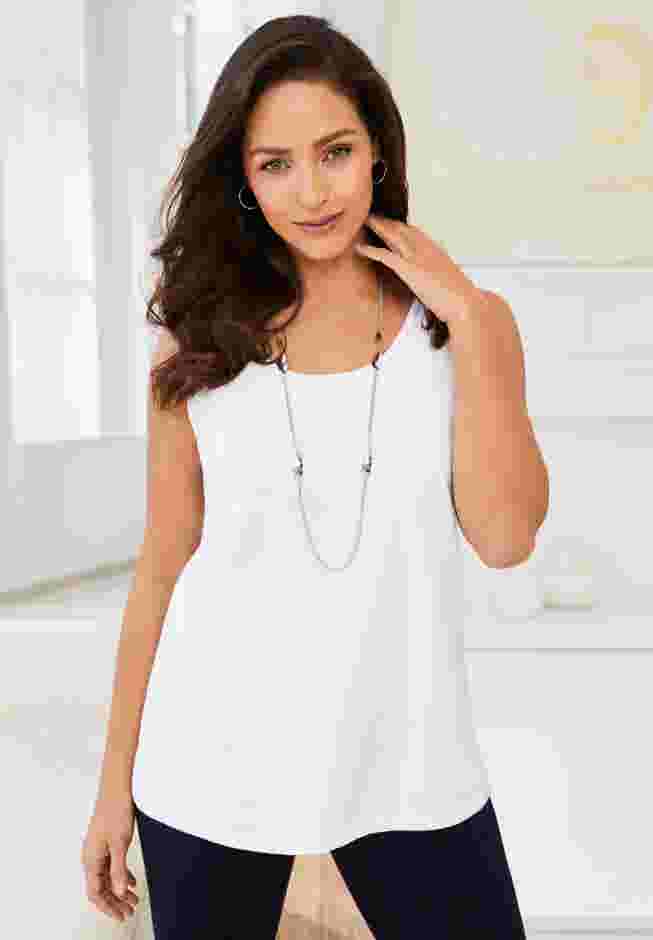 Stretch Cotton Horseshoe Neck Tank image number 3