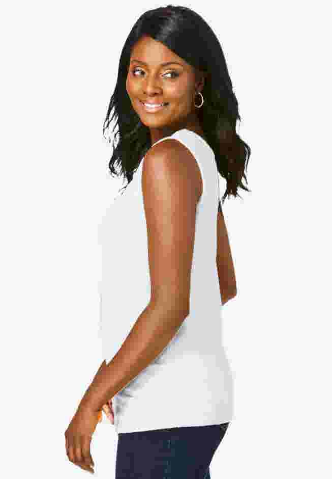 Stretch Cotton Horseshoe Neck Tank image number 1