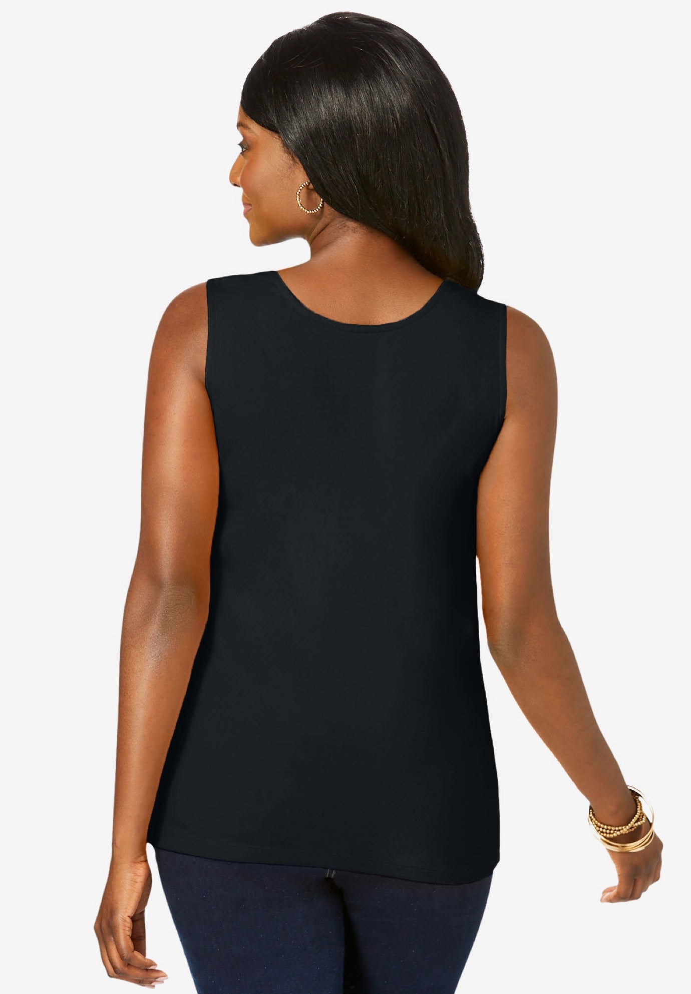 Stretch Cotton Horseshoe Neck Tank image number 2