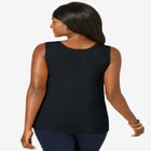 Stretch Cotton Horseshoe Neck Tank image number null