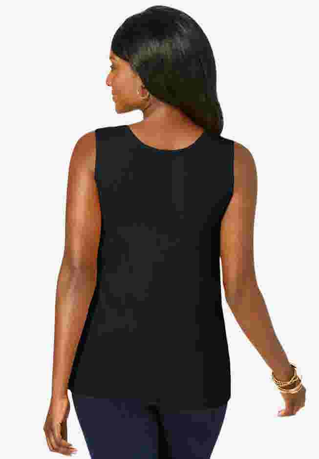 Stretch Cotton Horseshoe Neck Tank image number 2