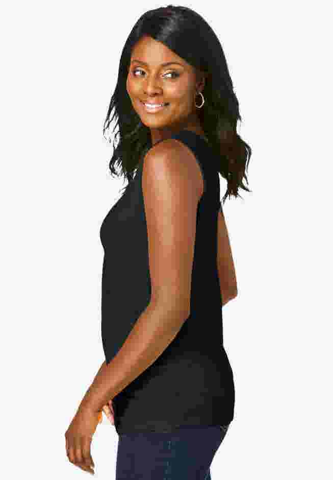 Stretch Cotton Horseshoe Neck Tank image number 1