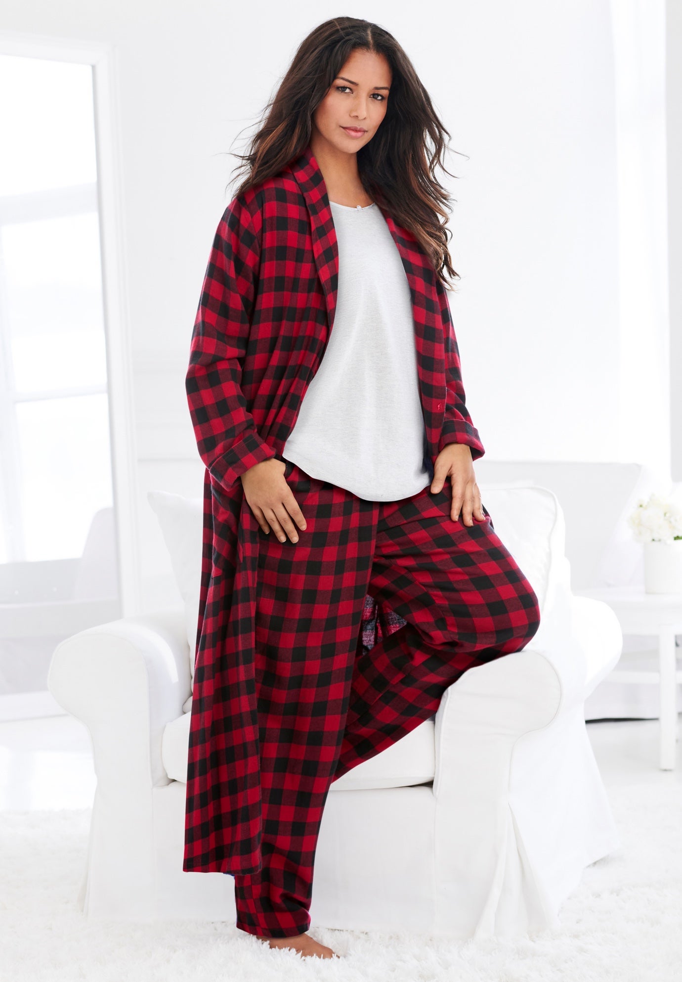 Long Flannel Robe  image number 5