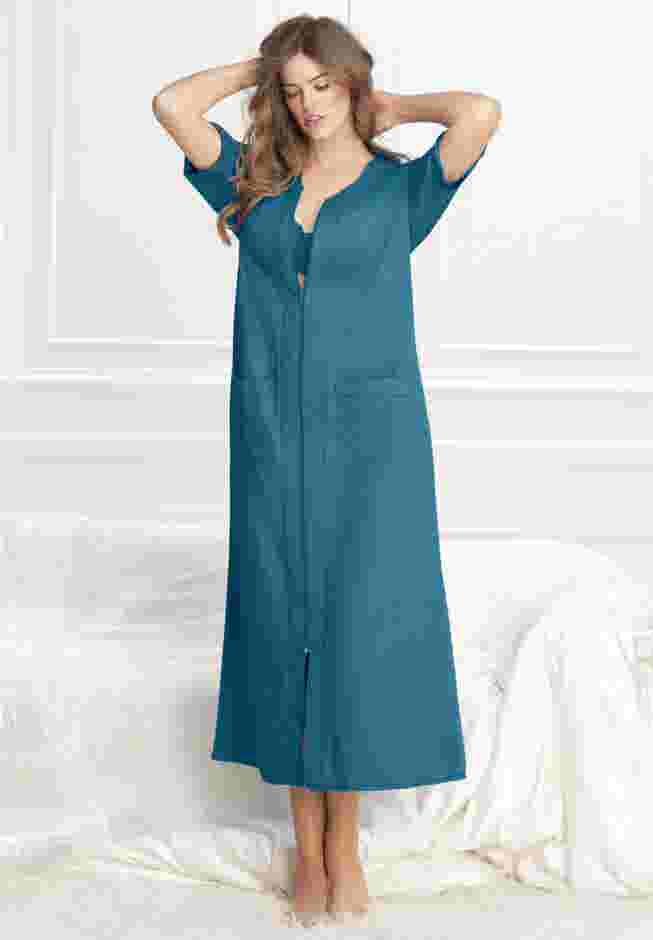 Long French Terry Zip-Front Robe image number 0