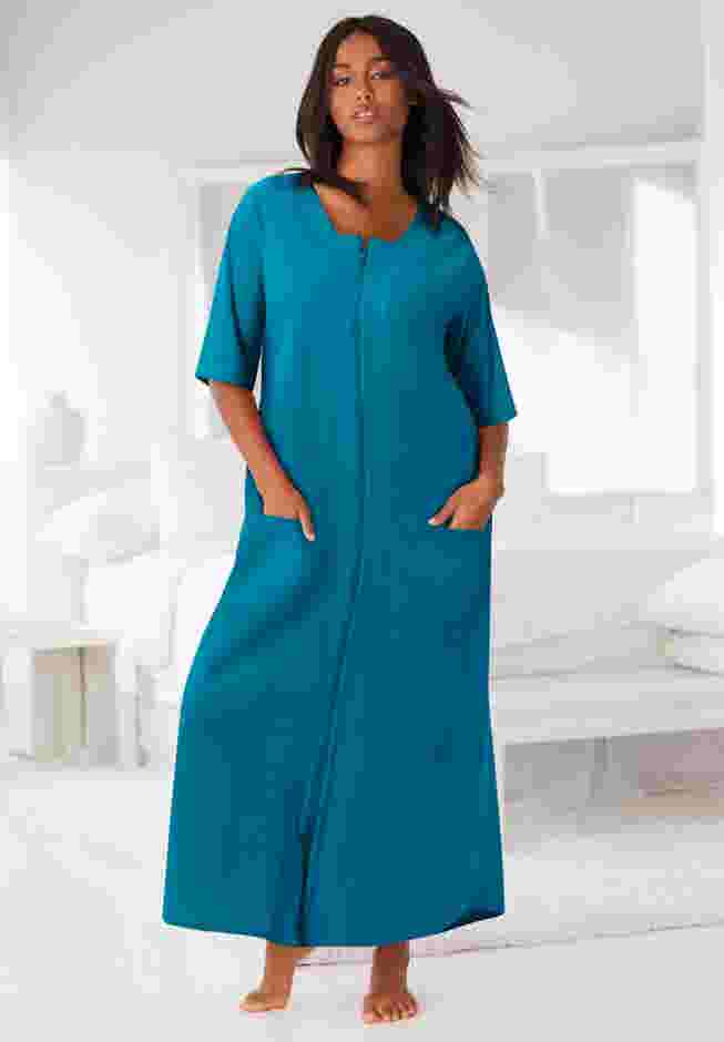 Long French Terry Zip-Front Robe image number 0