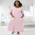 Long French Terry Zip-Front Robe image number null