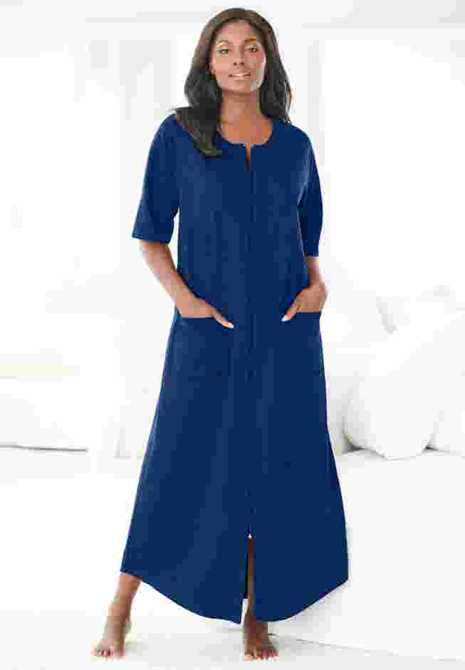 Long French Terry Zip-Front Robe image number 0
