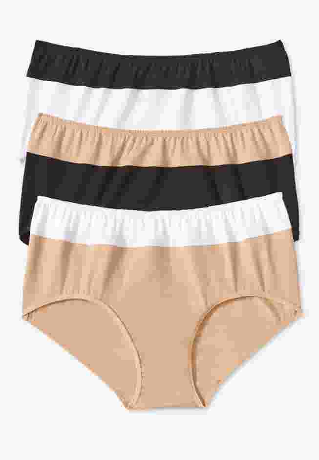 Packing Color Blocks Ladies' Cotton 3-Pack Color Block Full-Cut Brief, Basic Assorted ...