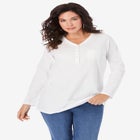 Ultimate Long Sleeve Henley Tee with Sweetheart Neck image number null