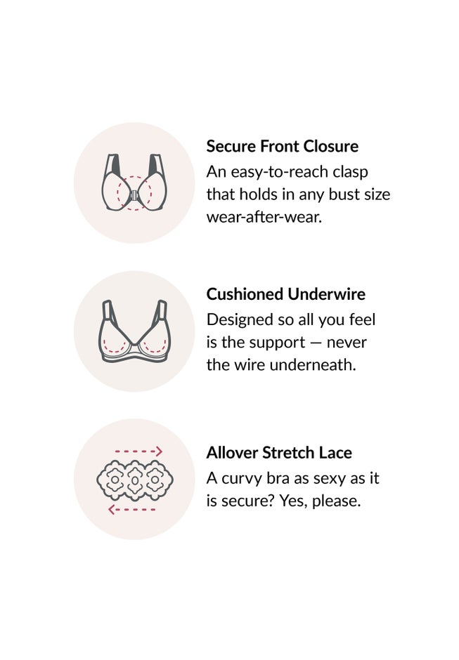 Glamorise® Wonderwire® Stretch Lace Front-Close Underwire Bra image number 4