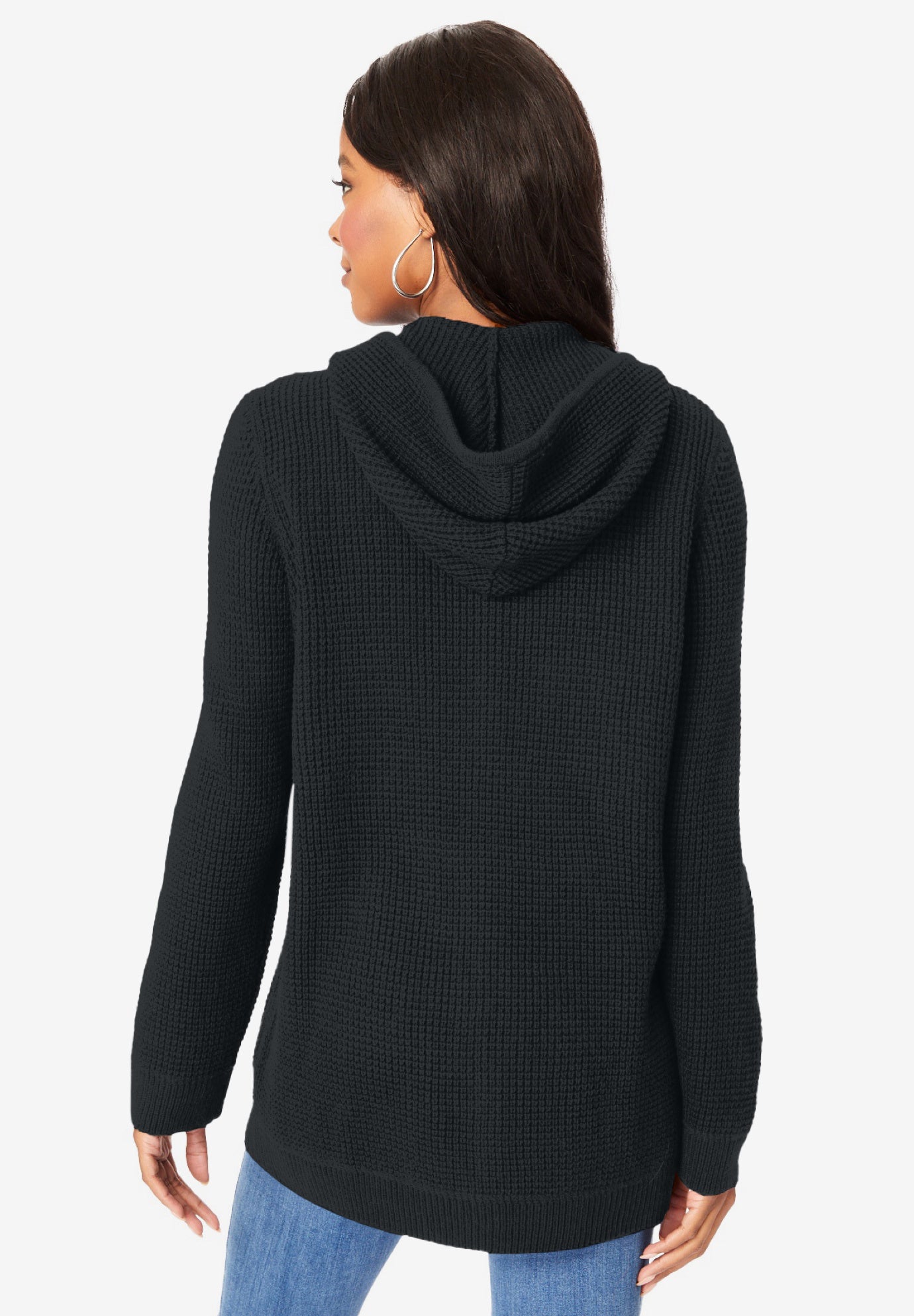 Plus Size Waffle Knit Zip Hoodie image number 2