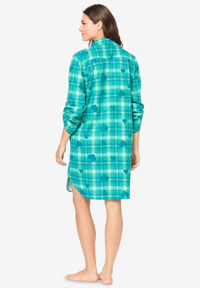 Plaid Flannel Button-Front Sleepshirt image number 1