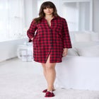 Plaid Flannel Button-Front Sleepshirt image number 6