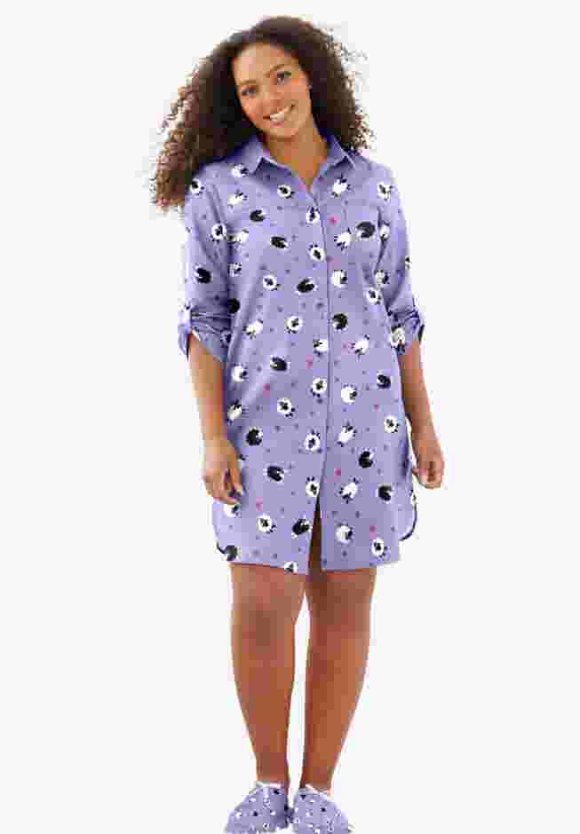 Plaid Flannel Button-Front Sleepshirt image number 0
