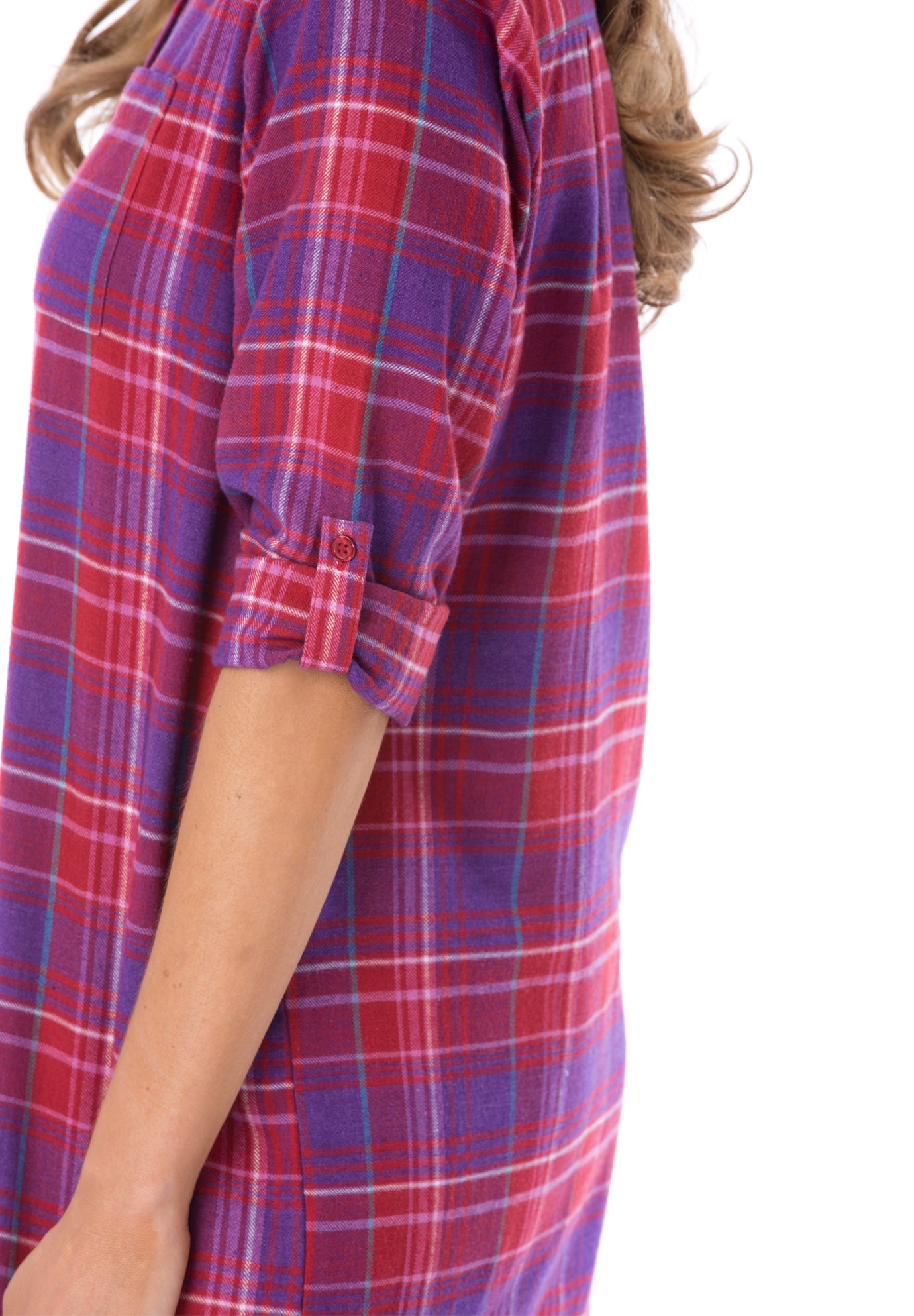 Plaid Flannel Button-Front Sleepshirt image number 2
