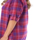 Plaid Flannel Button-Front Sleepshirt image number null