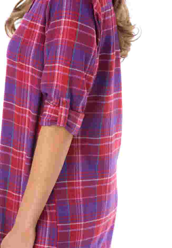Plaid Flannel Button-Front Sleepshirt image number 3