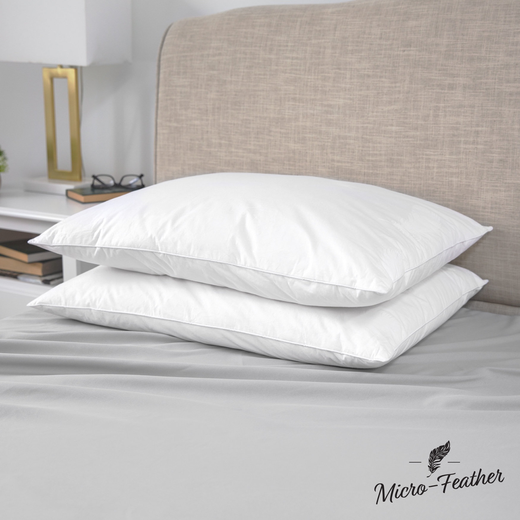 SensorPEDIC Micro-Feather Plush Pillows - 2 Pack, WHITE