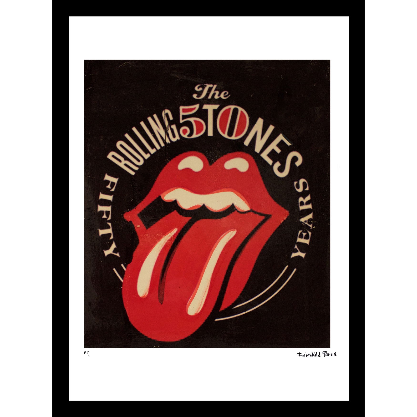Rolling Stones Tonque 14x18 Framed Print, BLACK RED