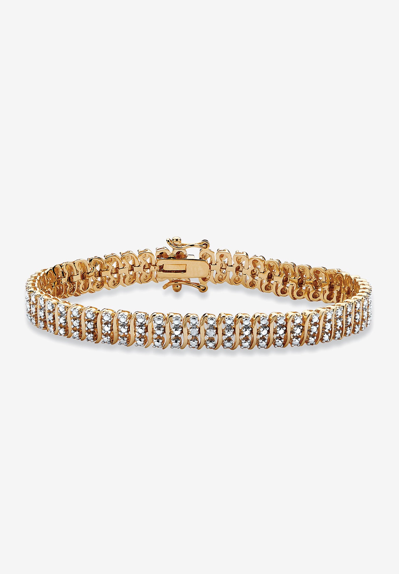 Special Occasion Yellow Gold Plated S Link Tennis Bracelet (7.5mm
