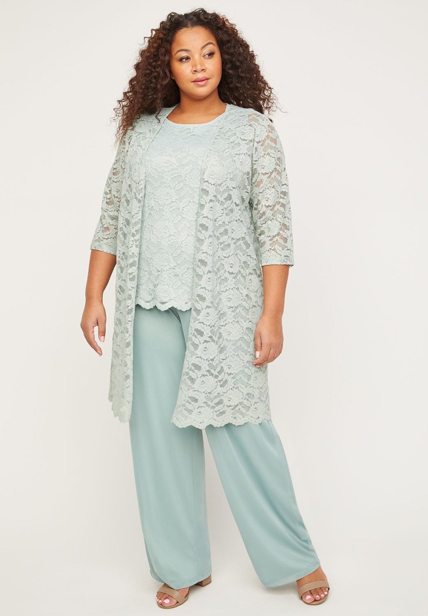 plus size lace pant suit