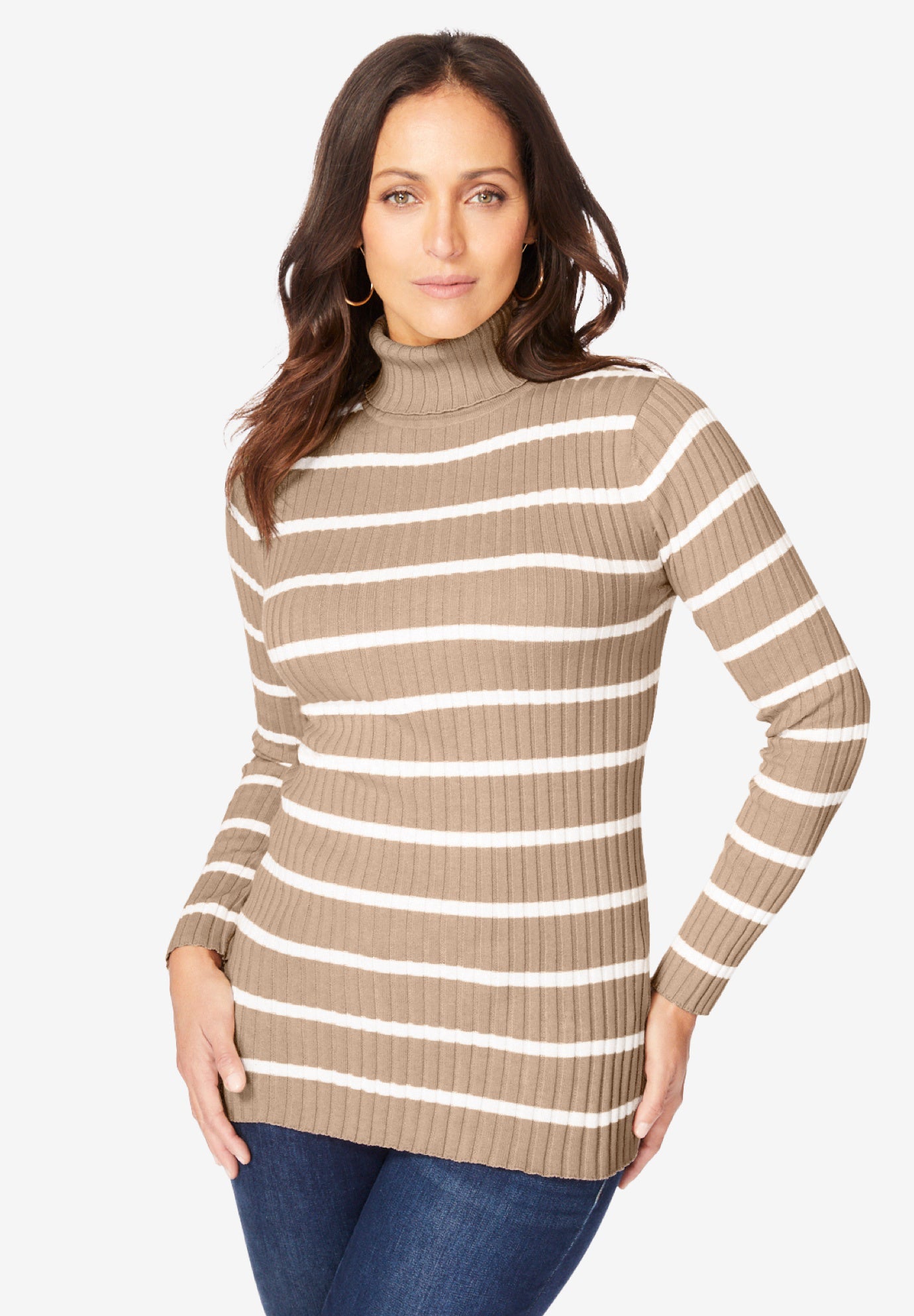 Ribbed cotton turtleneck sweater sales