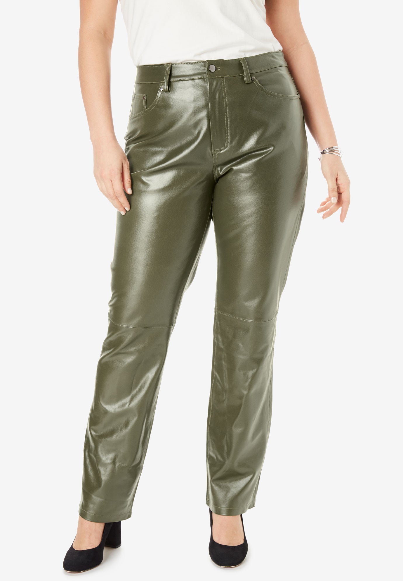 khaki leather pants