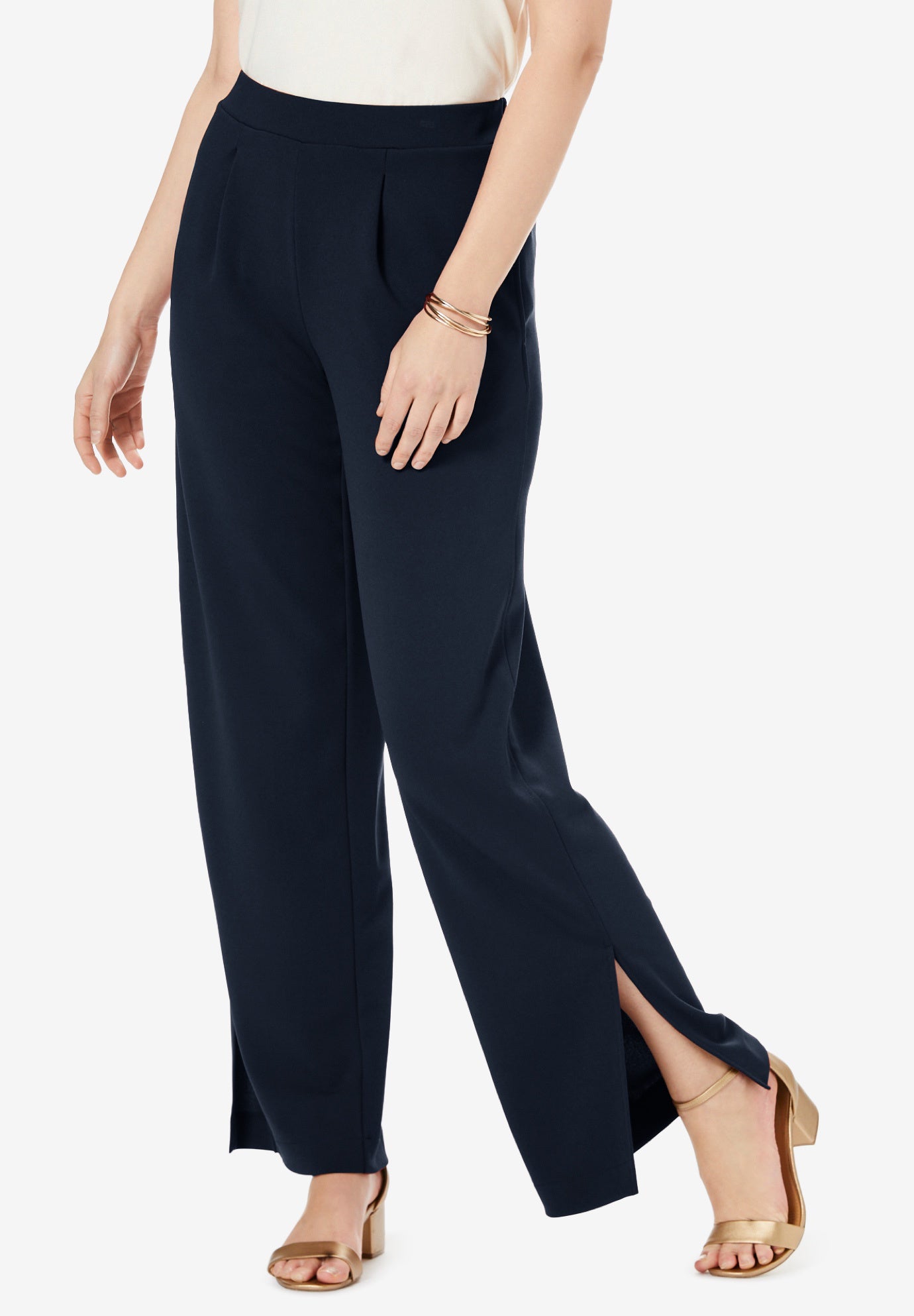 Side Slit WideLeg Crepe Pant Jessica London