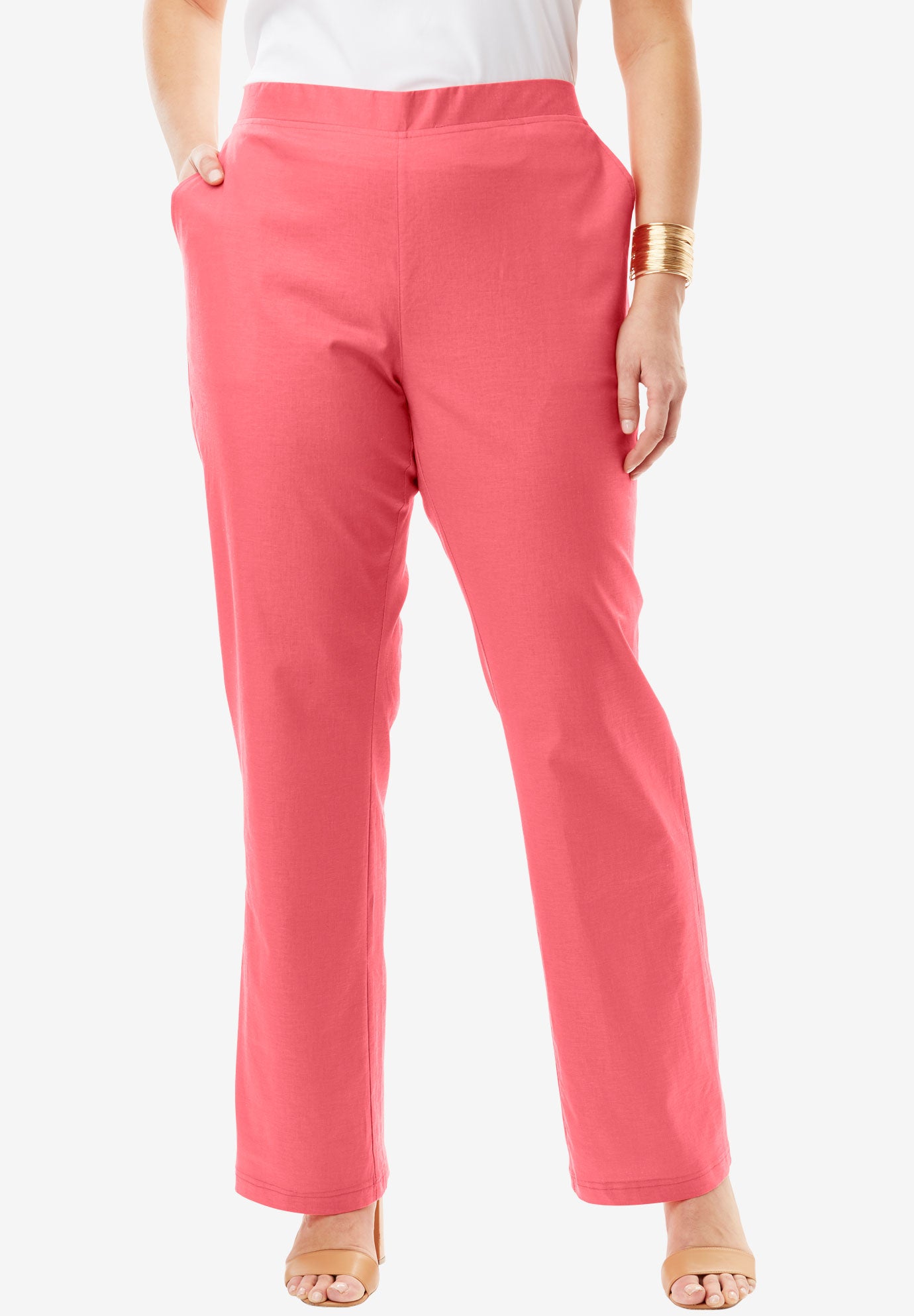 Pull On Linen Pants Plus Size Bottoms Jessica London