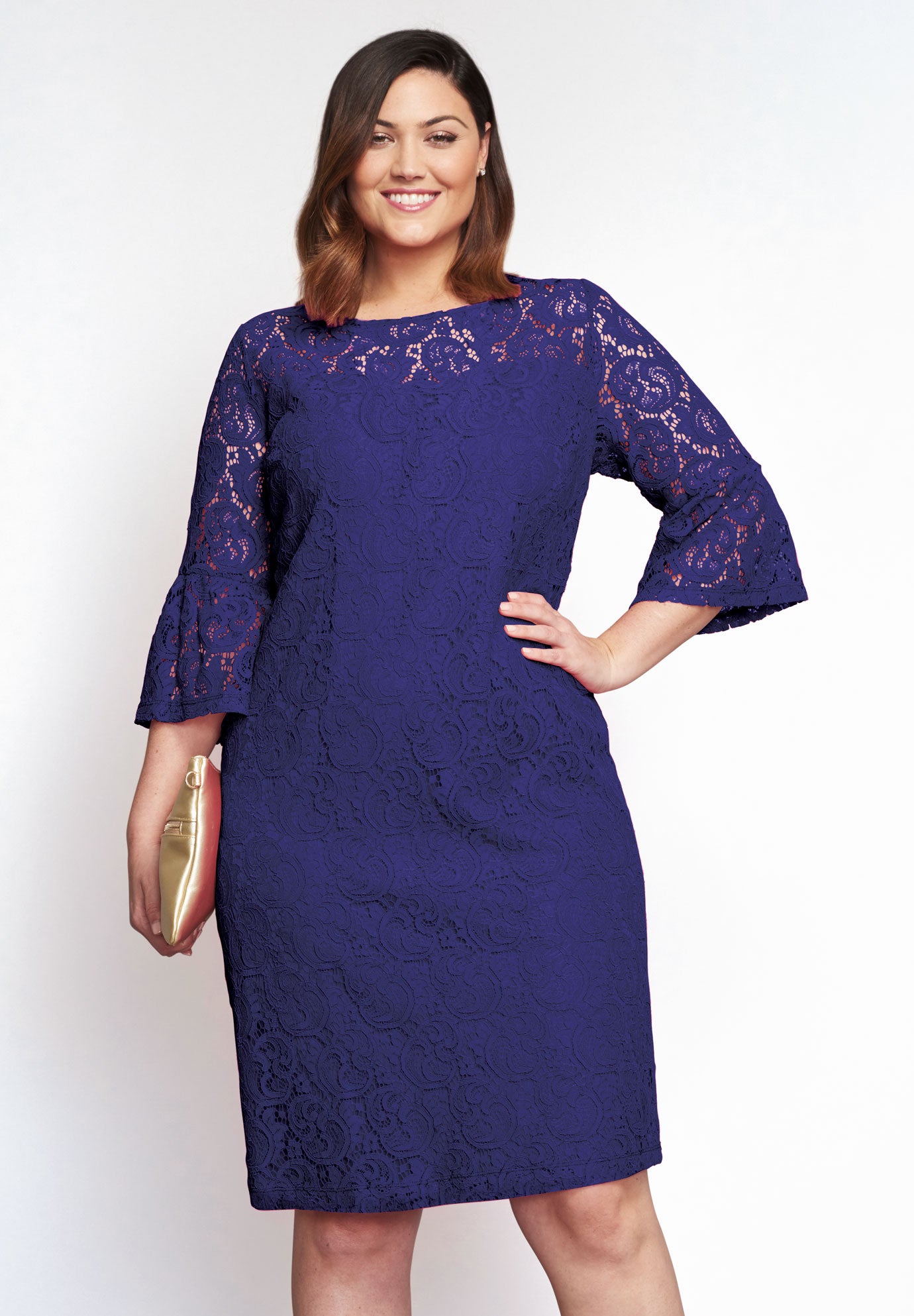 Bell Sleeve Lace Shift Dress Jessica London