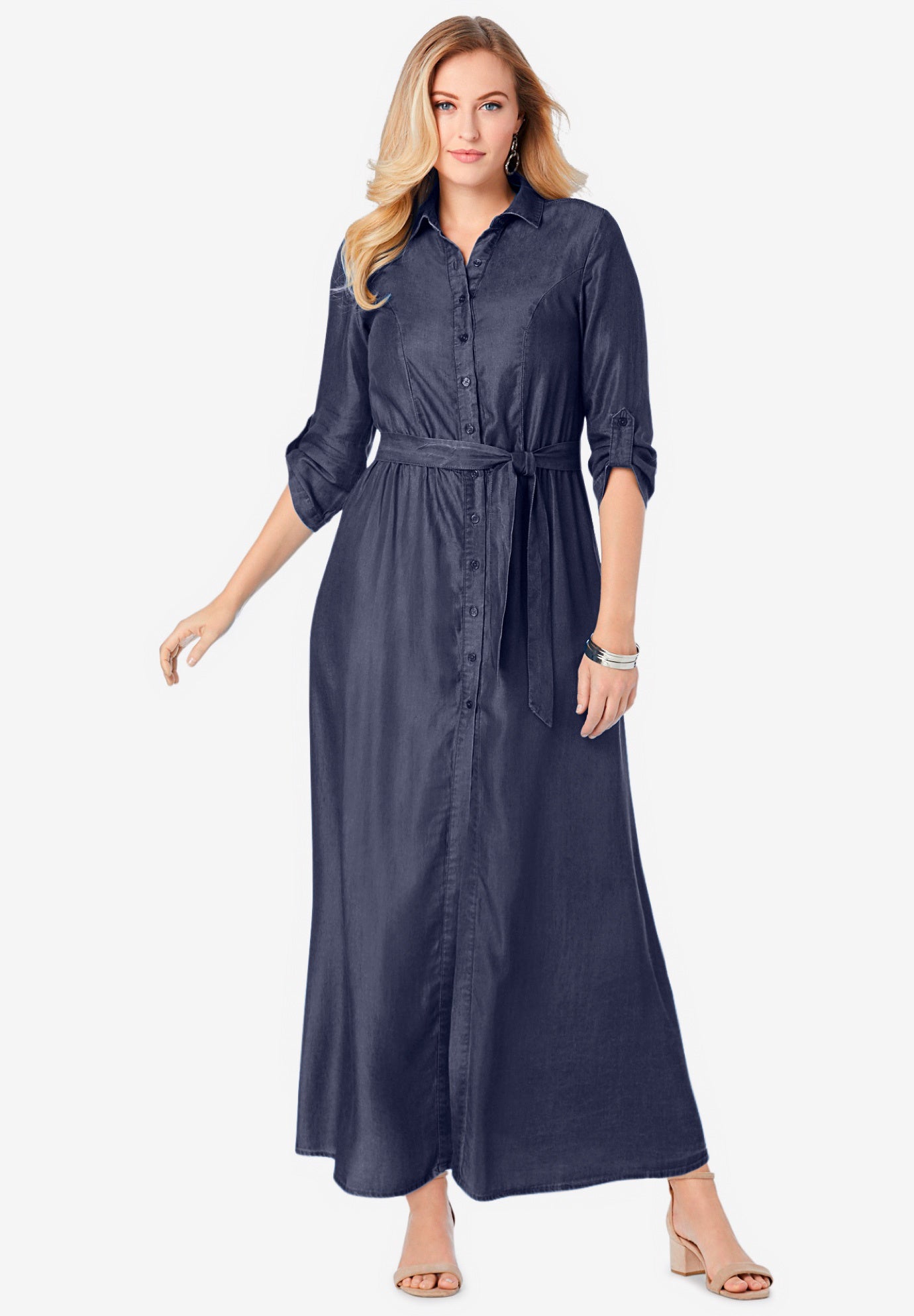 jessica london denim maxi dress