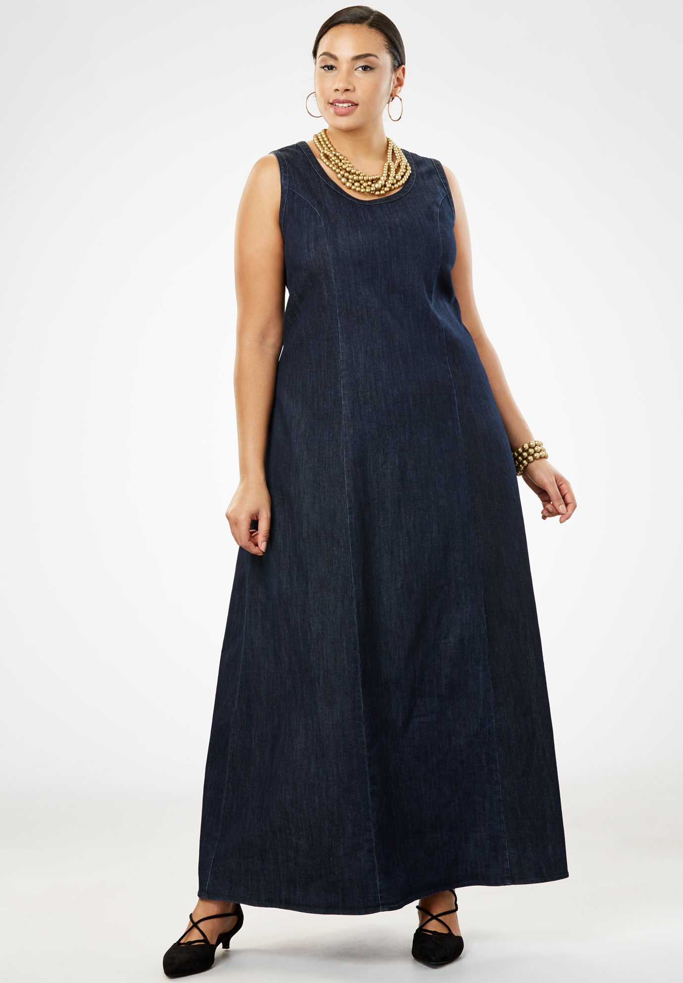 jessica london denim maxi dress