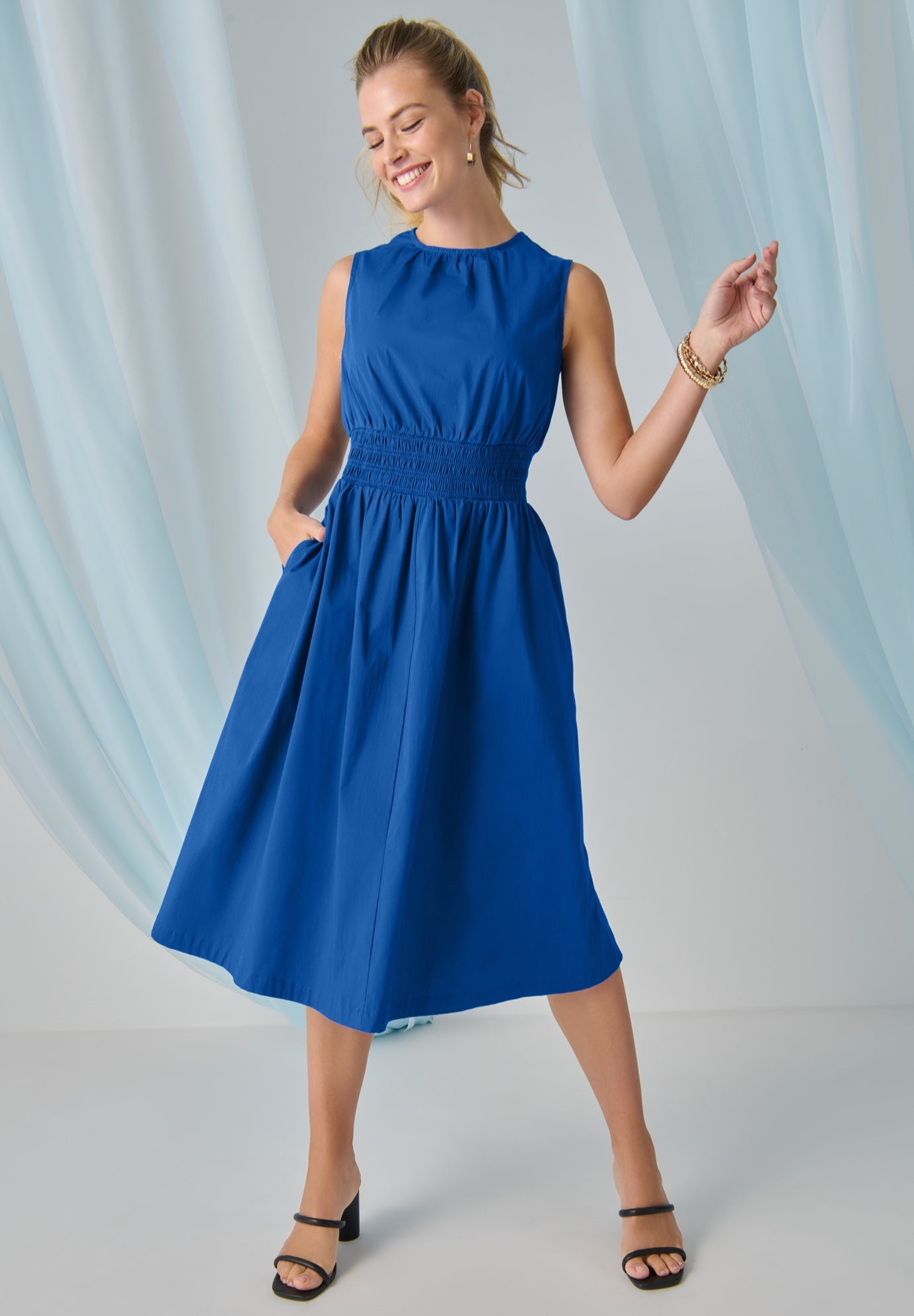 formal jessica london dresses Smocked Poplin Midi Dress blazersize-38