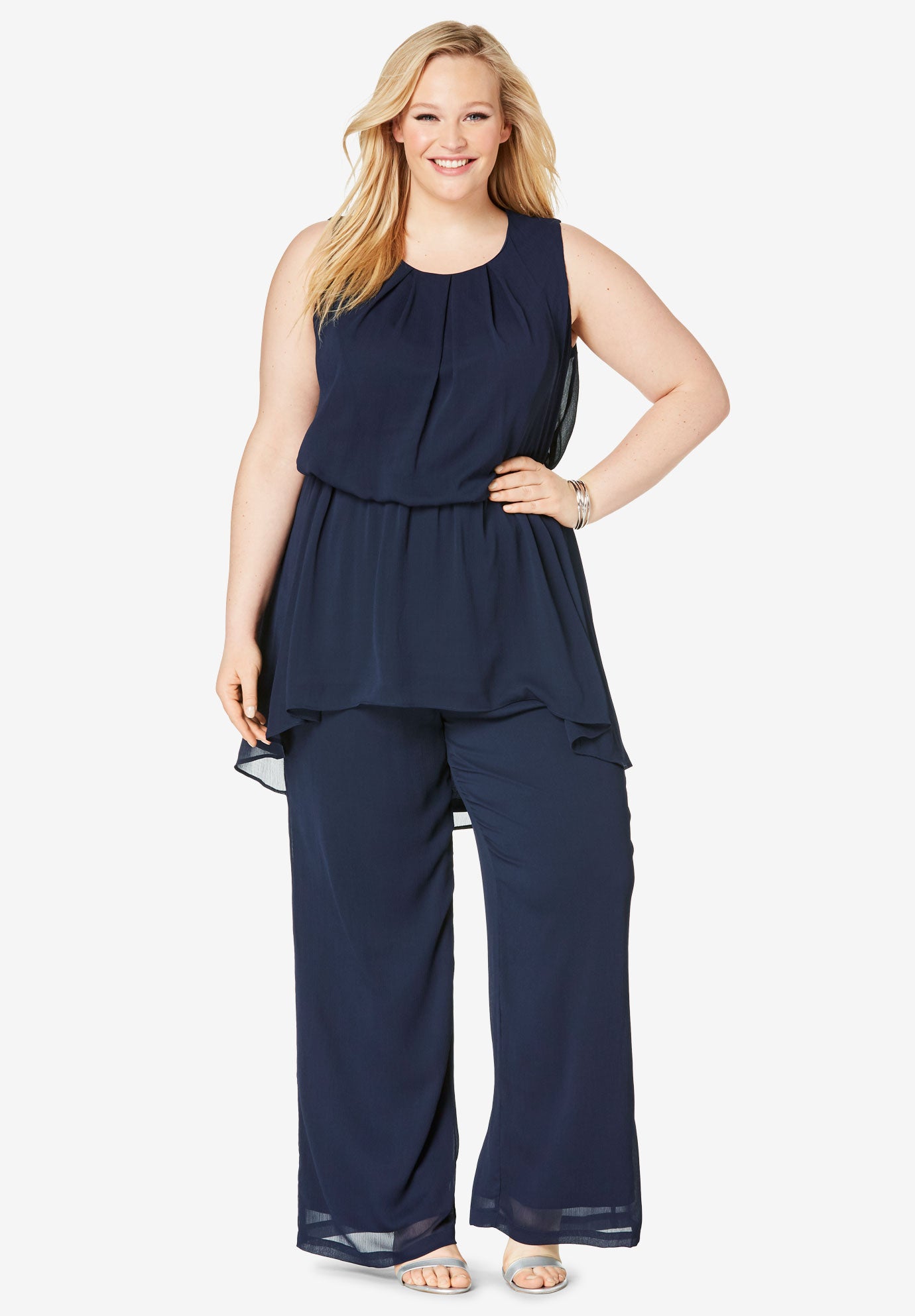 2-Piece Wide Leg Pant Set| Plus Size Suits & Separates | Jessica London