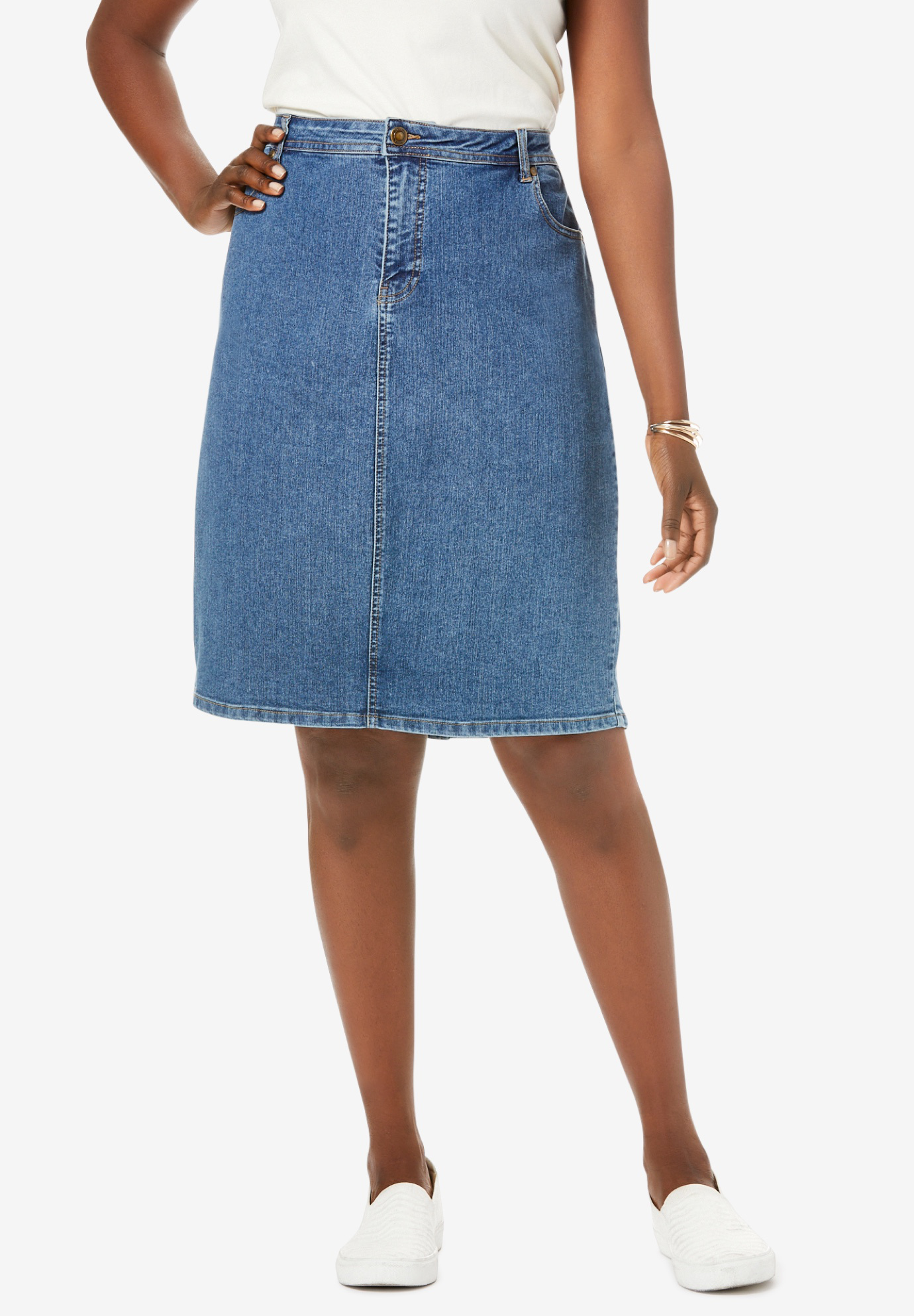 True Fit Denim Short Skirt| Plus Size Skirts | Jessica London