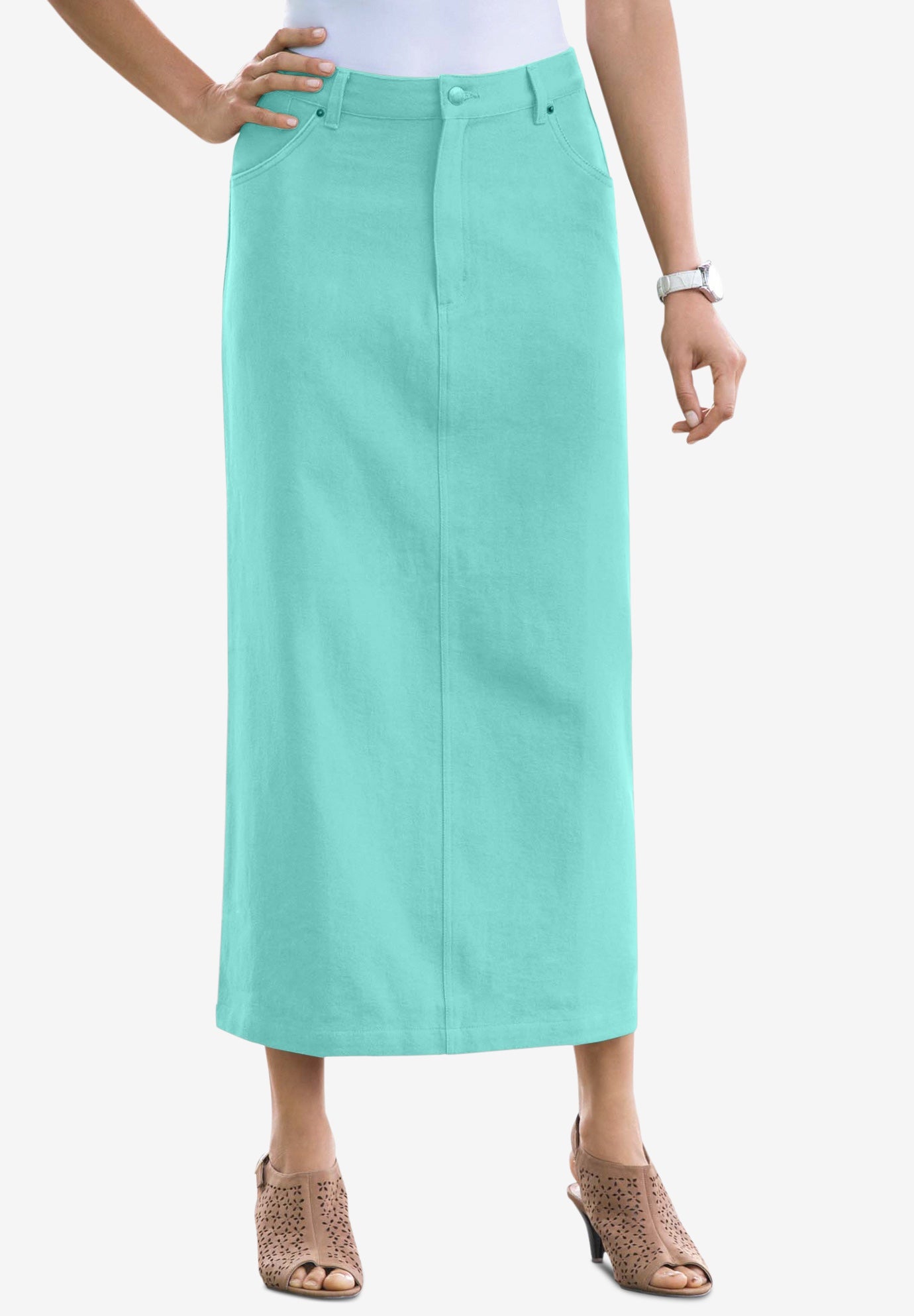 Classic Cotton Denim Long Skirt Plus Size Skirts Jessica London