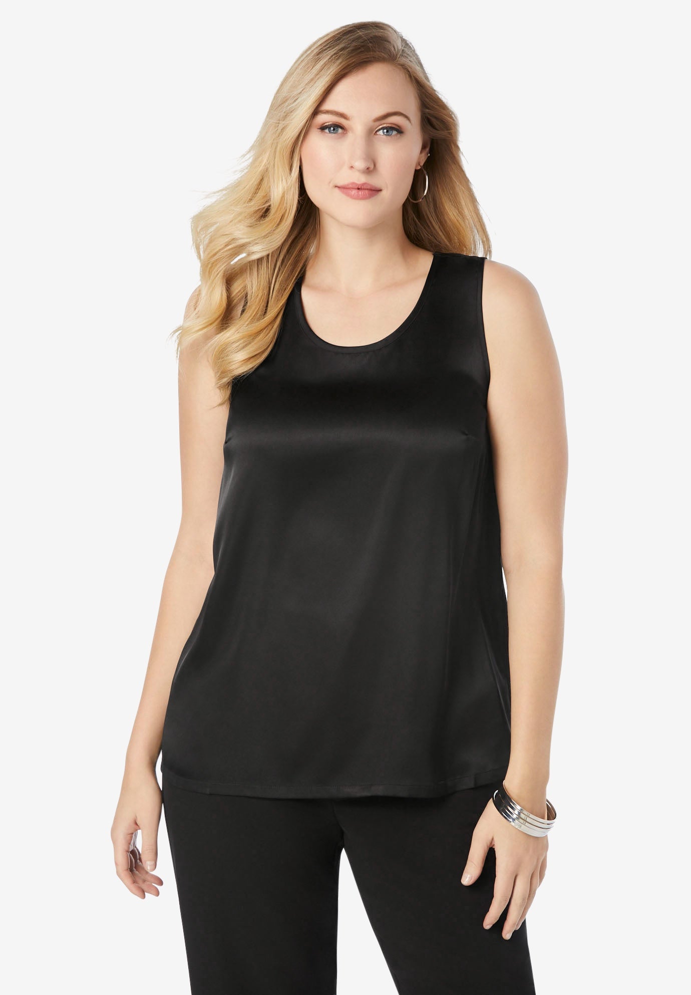 Sleeveless Satin Shell | Jessica London