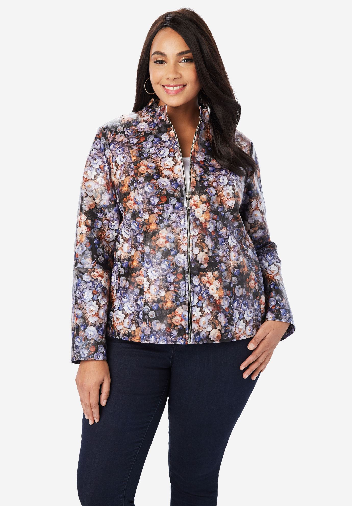 Zip Front Leather Jacket Plus Size Jackets Jessica London Zip Front Leather Jacket