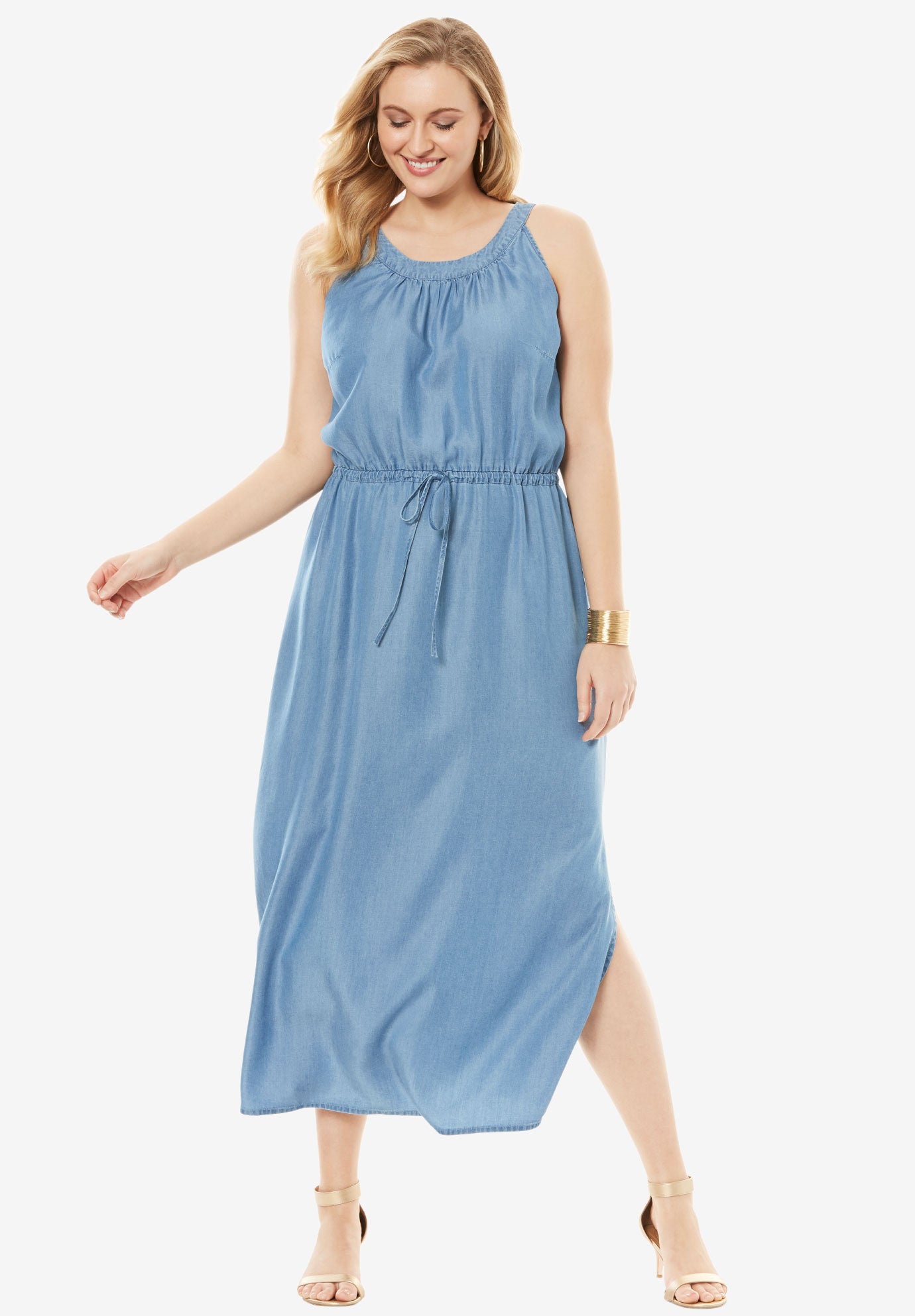 jessica london denim maxi dress