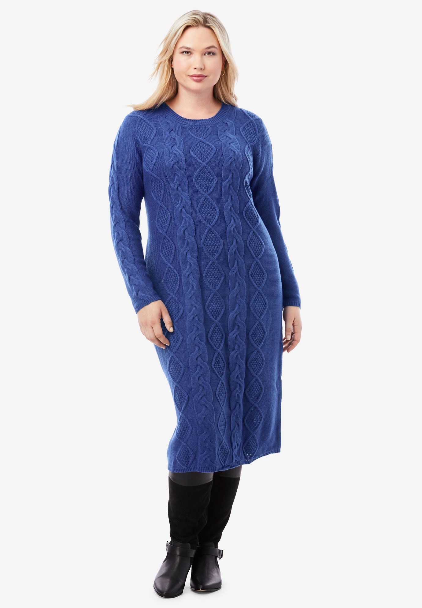 Cable Knit Sweater Dress| Plus Size Casual Dresses | Jessica London