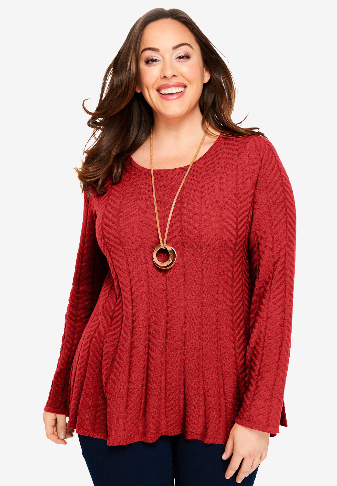Cable Fit & Flare Sweater| Plus Size Sweaters | Jessica London