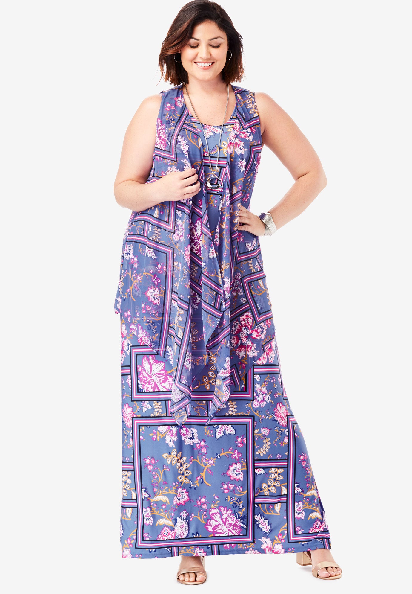 Travel Knit Maxi Dress Vest Set Plus Size Dresses Jessica London