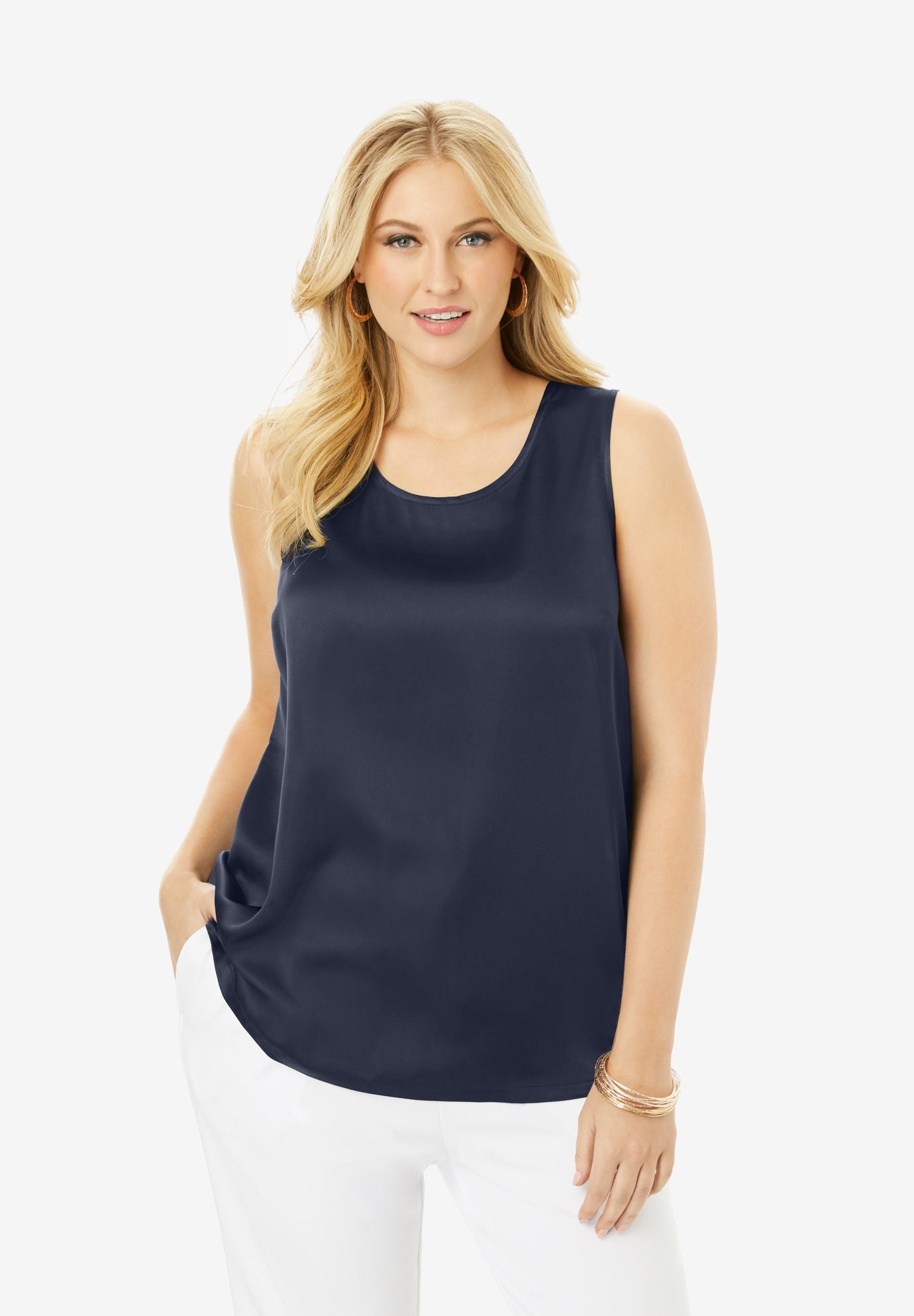 Sleeveless Satin Blouse Plus Size Shirts Blouses Jessica London