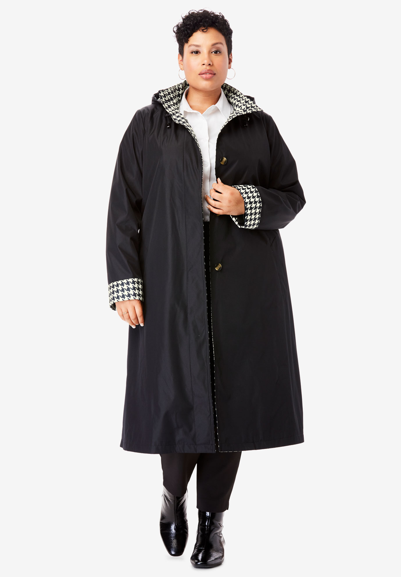 Long Hooded Raincoat| Plus Size Trench Coats & Raincoats | Jessica London