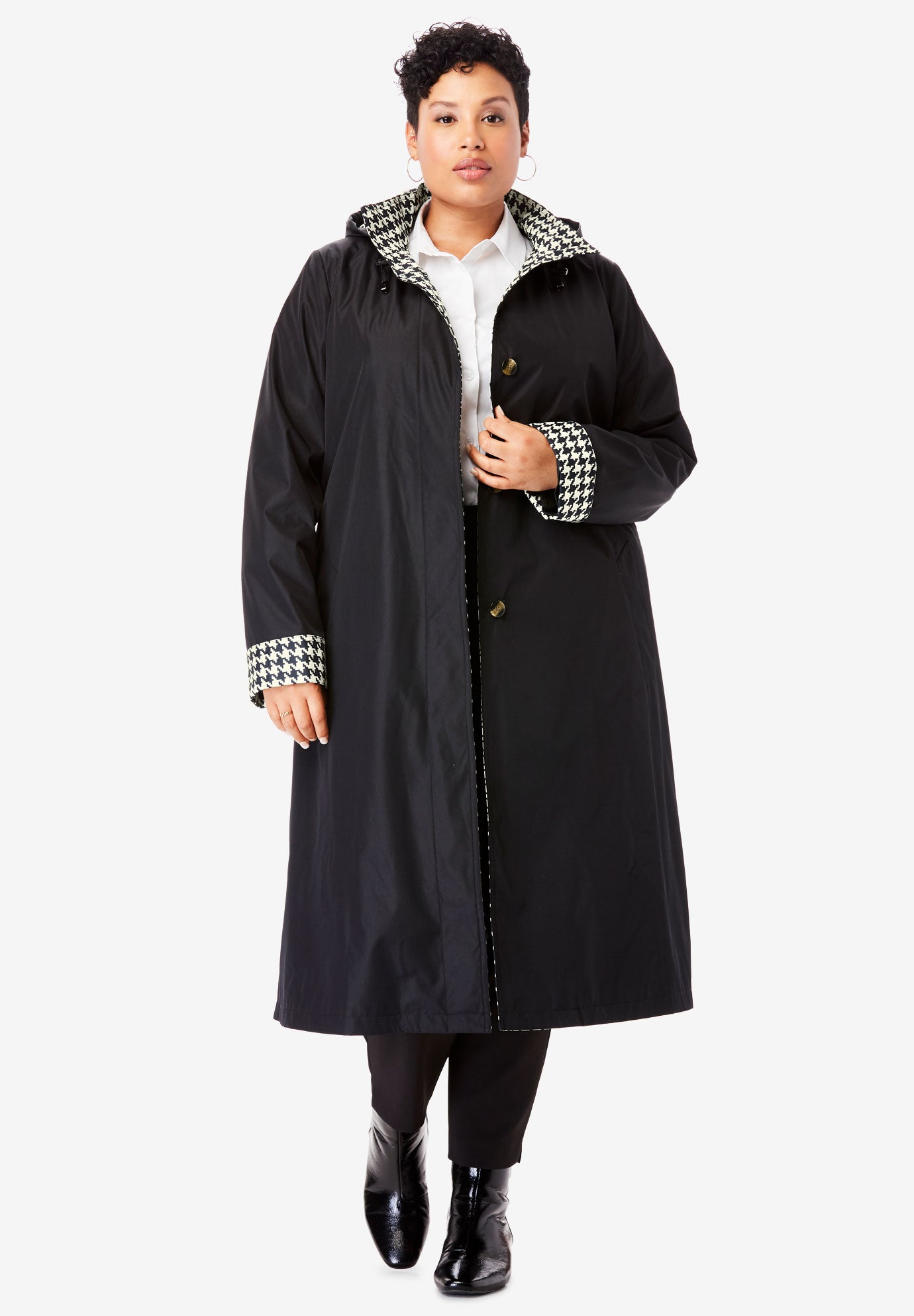 Long Hooded Raincoat Plus Size Trench Coats & Raincoats Jessica London