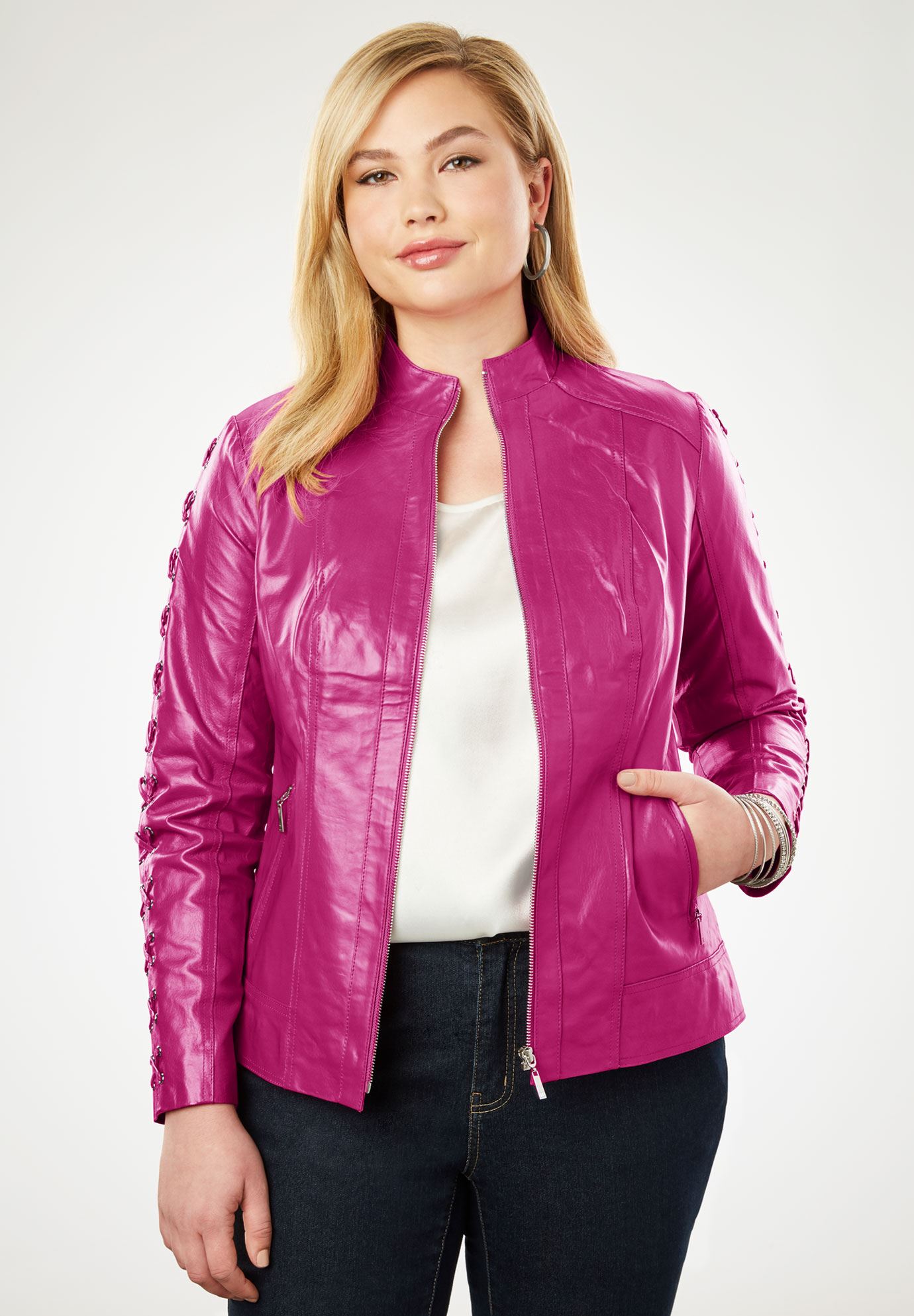 Lace Up Leather Jacket Plus Size Jackets Jessica London Lace Up Leather Jacket