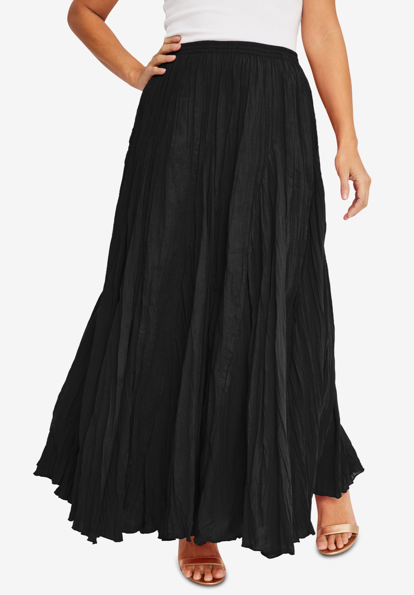 Jessica London Women's Cotton Crinkled Maxi Dress Skirt